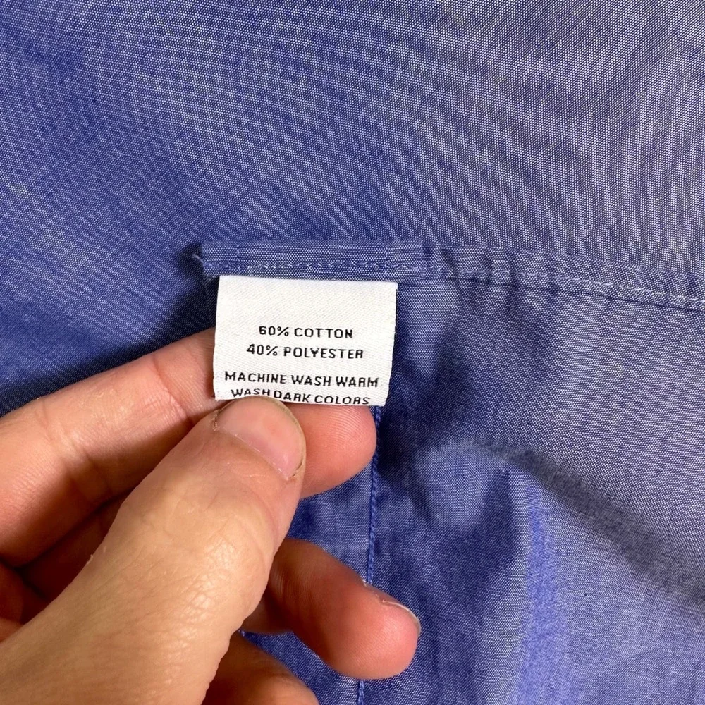 Berkley Jensen Mens XXL Blue Short Sleeve Button Down Shirt Wrinkle Free Cotton
